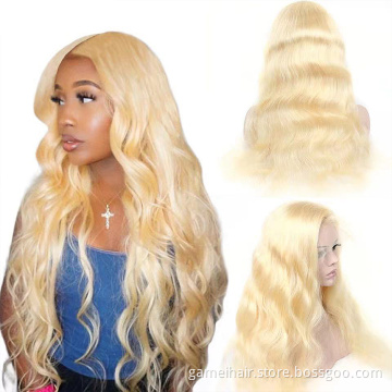 natural color glueless grey  gold blonde body wave curly wig 613 100% Brazilian full hd lace frontal human hair wigs
